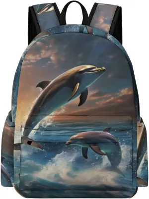 Dolphins Jump Travel Laptop Backpack 16.5 Inch Lightweight Computer Bag Casual Daypack for Men Women