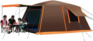 Dome Tent with Porch Automatic Pop Up Tent Sun Shelter Easy Set Up Double Layer Family Camping Tents with Carrying Bag for Outdoor Camping, Fishing
