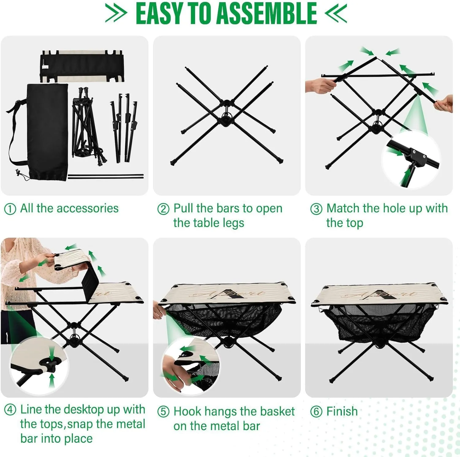 DOMIKING Beige Custom Portable Camping Table Personalized Folding Picnic Tables Camp Tables for Travel Outdoor Hike 23.6 * 15.7 * 15 in