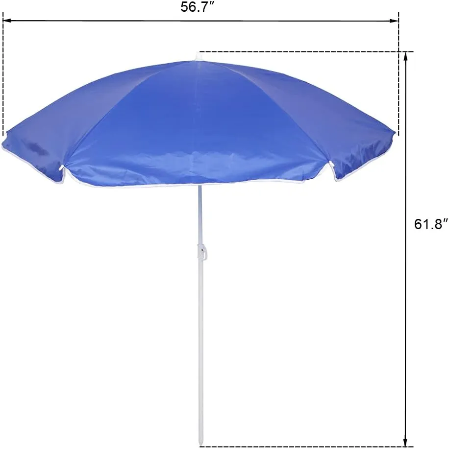 Double Folding Camping Chair W/Umbrella Fold Up Table Beverage Holder Carrying Bag Cooler for Patio Pool Park Outdoor Beach, Picnic, Portable (Blue)