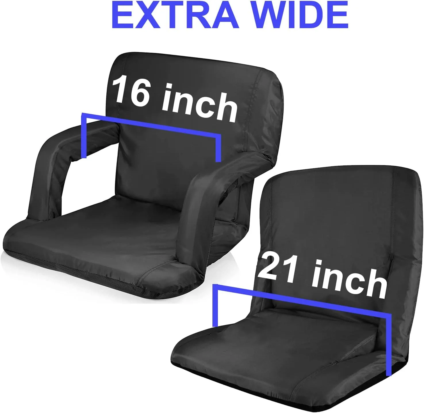 Double Heated Portable Reclining Bleachers Back Chair, Stadium Seats with Heated Back and Cushion, Outdoor Chair Cushion, Beach Chair , Stadium Chair with Back and Arm Support for Sport Events