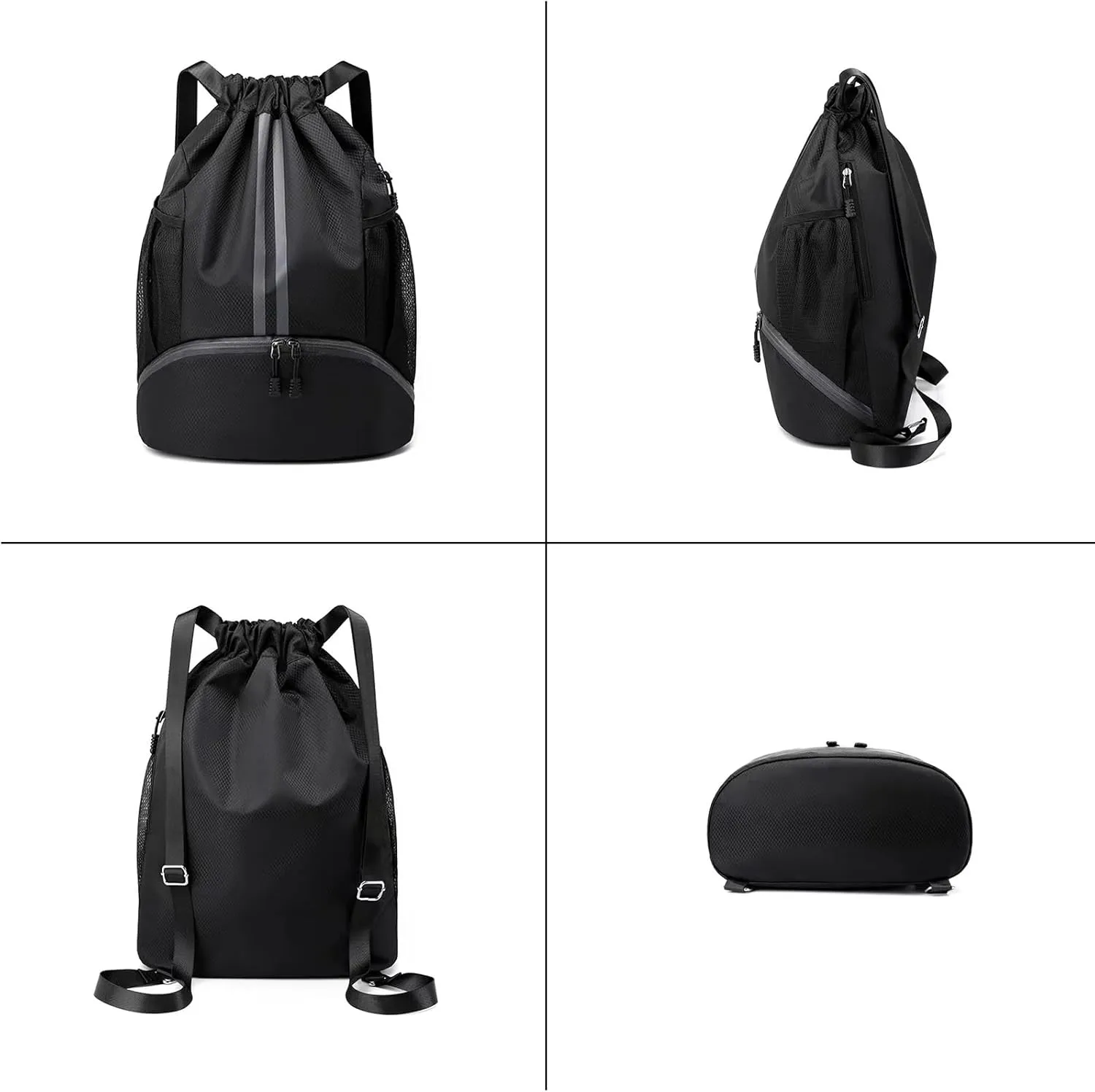Drawstring Gym Bag for Men, Waterproof Drawstring Backpack for Women, Swim Bag with Shoes Compartment. (Yellow)