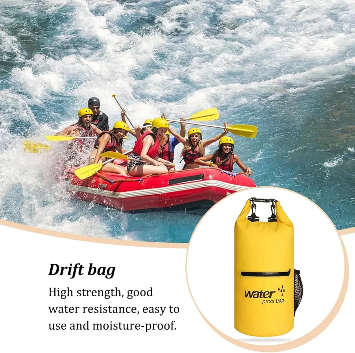 Dry Bags, 10L Adjustable Floating & Lightweight Drying Backpack for Kayaking, Boating and Camping/Yellow