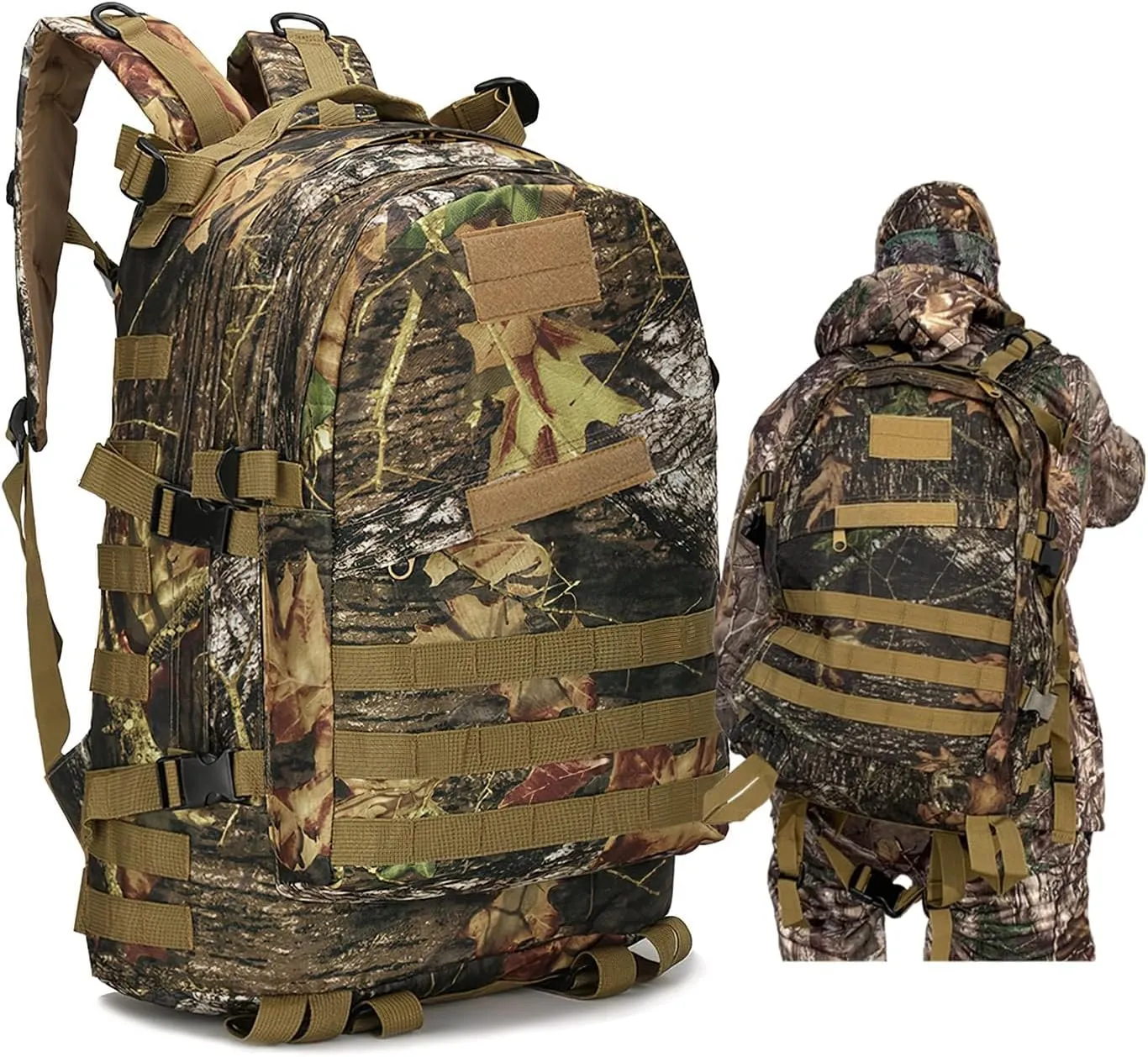 Durable 40L Camo Backpack in Woodland Design - Hunting Pack for Men - Perfect for Outdoor Adventures and Camping Gear