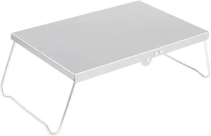 Durable Aluminum Alloy Table Camping Foldable Table Portable Aluminium Camping Picnic Table with Anti-Slip Design Arc-Shaped Bracket Support Silver