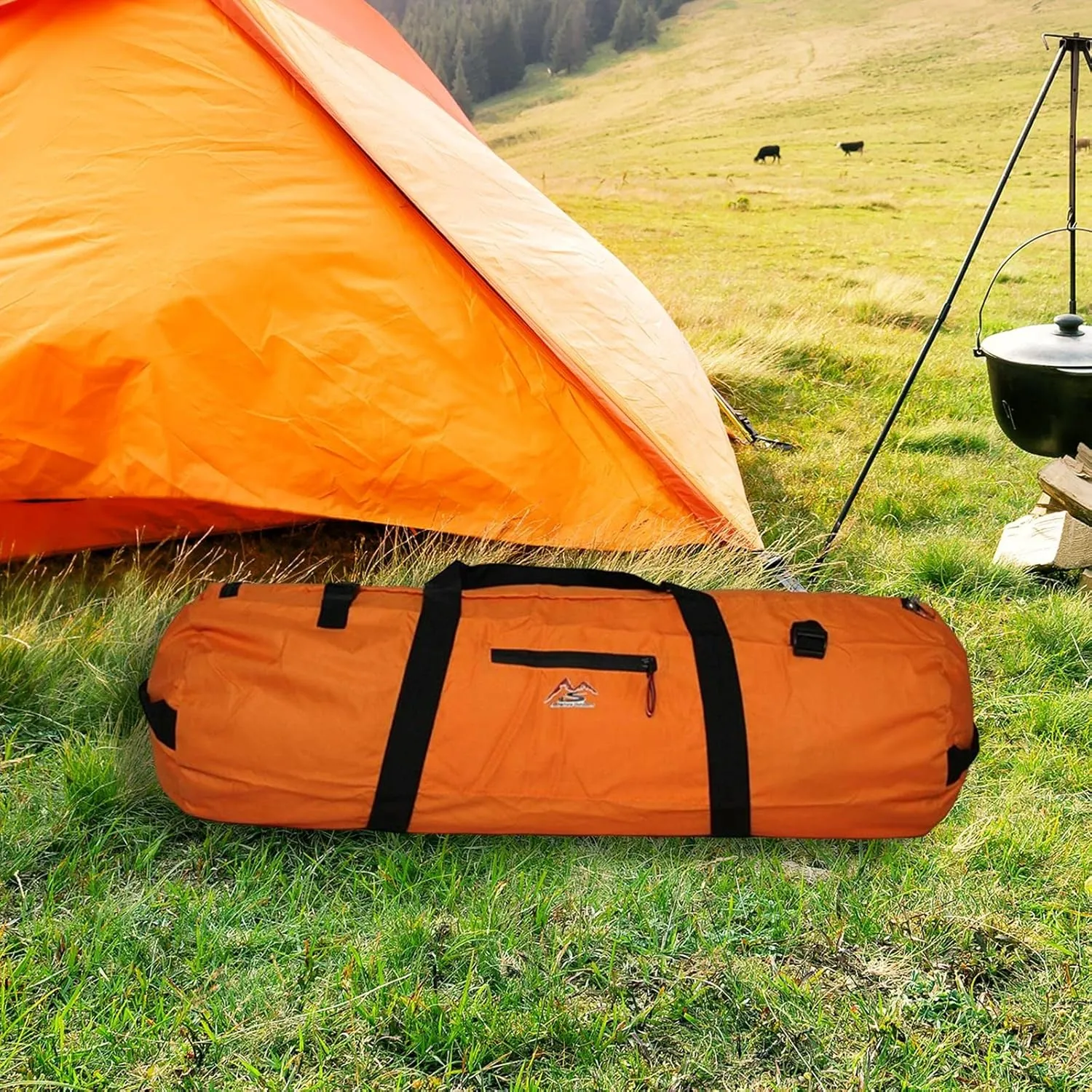 Durable Camping Tent Storage Bag Duffel Waterproof Case Picnic Outdoor Travel Bags Travel Accessories (Orange 90cmx30cm L)