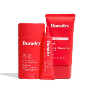 Duradry 3-Step System - Formulated to fight Excessive Underarm Sweating, Hyperhidrosis, Block Sweat & Odor - Antiperspirant Deodorant Stick, Sweat Minimizing Gel, Deodorizing Body Wash - Limitless