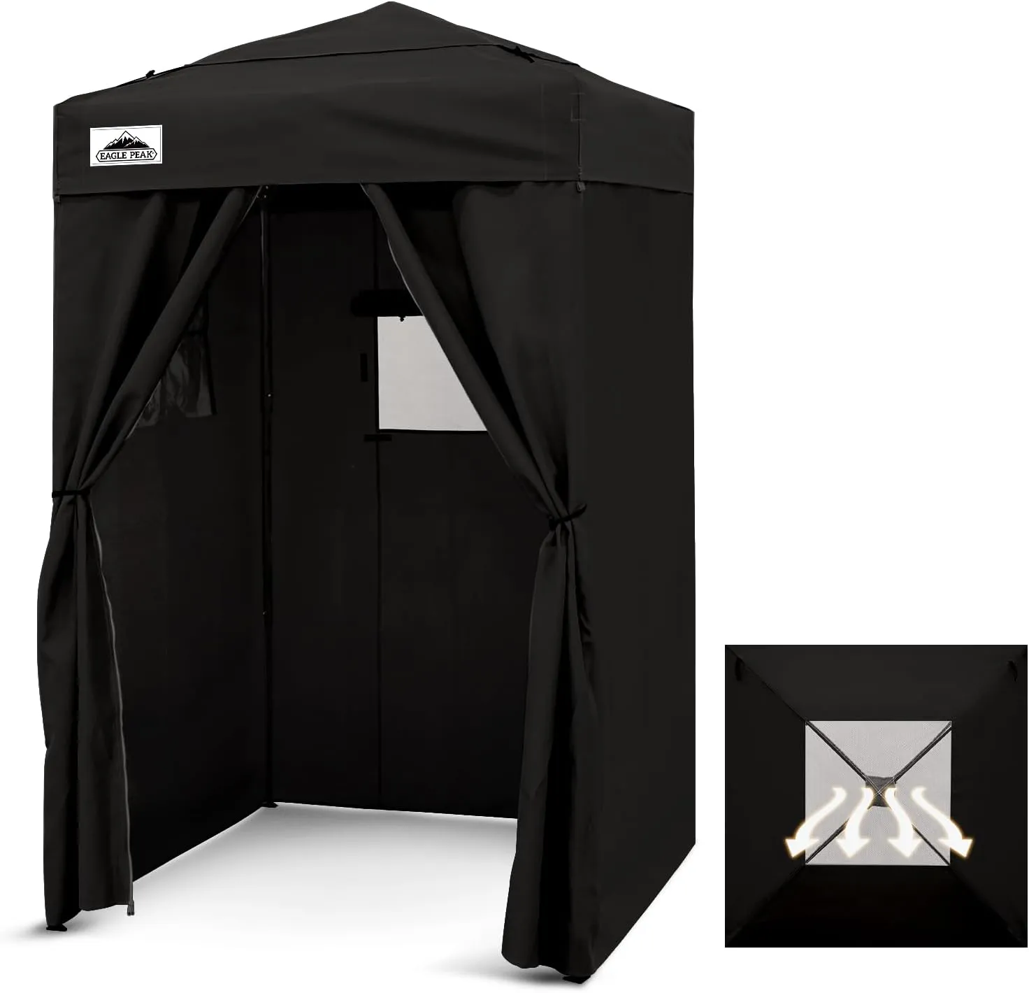 EAGLE PEAK Flex Ultra Compact 4x4 Pop-up Canopy Tent with Vented Top, Sun Shelter, Fast Set Up Changing Room, Portable Privacy Canopy for Camping, Photoshoots, and More (Black)