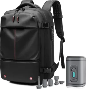 Easy Vac Pack Backpack, Easyvacpack usa Carry on, Vacuum Compression System Expands Capacity to 60L, Easy to Take on Plane (Black   (with air pump))