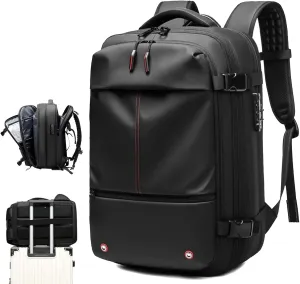 Easy Vac Pack Backpack, Easyvacpack usa Carry on, Vacuum Compression System Expands Capacity to 60L, Easy to Take on Plane (Black (without air pump))