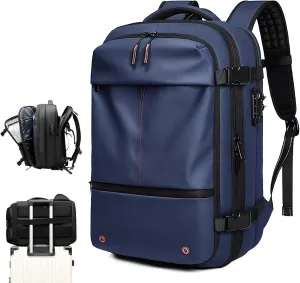 Easy Vac Pack Backpack, Easyvacpack usa Carry on, Vacuum Compression System Expands Capacity to 60L, Easy to Take on Plane (Blue (without air pump))