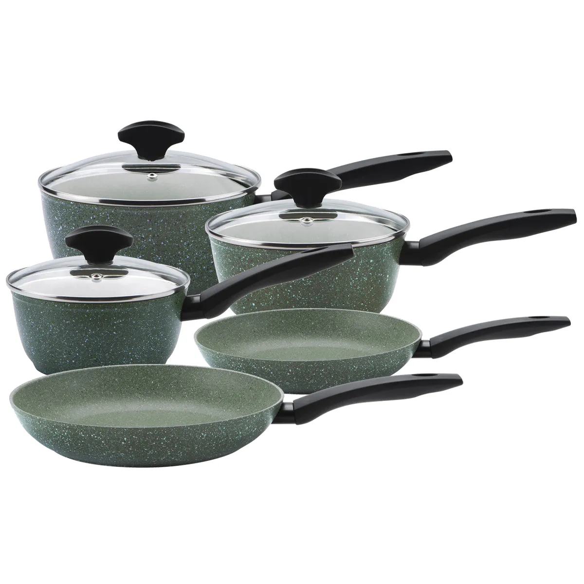 Eco Non-Stick Saucepan with Lids & Frying Pan Set - 5 Piece