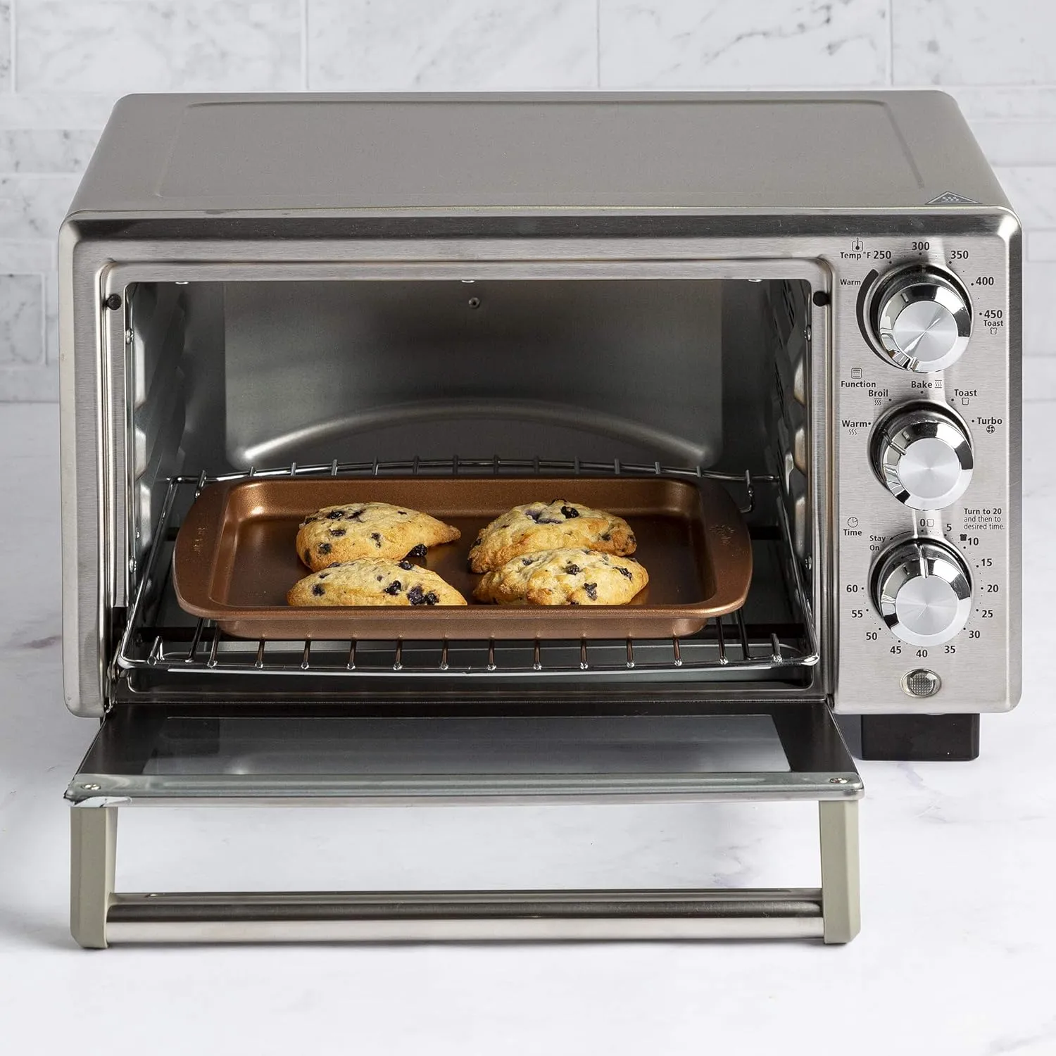Ecolution Non-Stick Toaster Oven Bakeware Set 4-Piece, Carbon Steel, Easy to Clean and Perfect for Single Servings, Copper