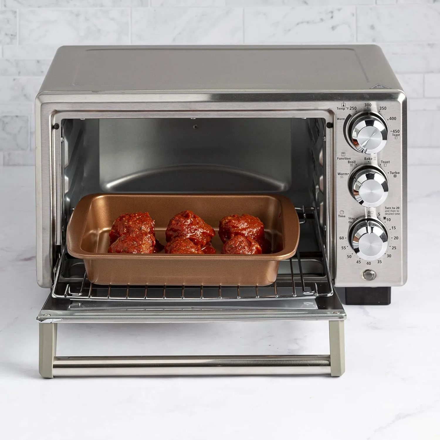 Ecolution Non-Stick Toaster Oven Bakeware Set 4-Piece, Carbon Steel, Easy to Clean and Perfect for Single Servings, Copper