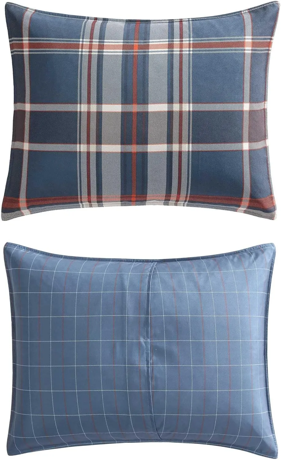 Eddie Bauer - Twin Duvet Cover, Reversible Bedding Set with Matching Shams, Cozy Home Decor (Shasta Lake Navy, Twin)