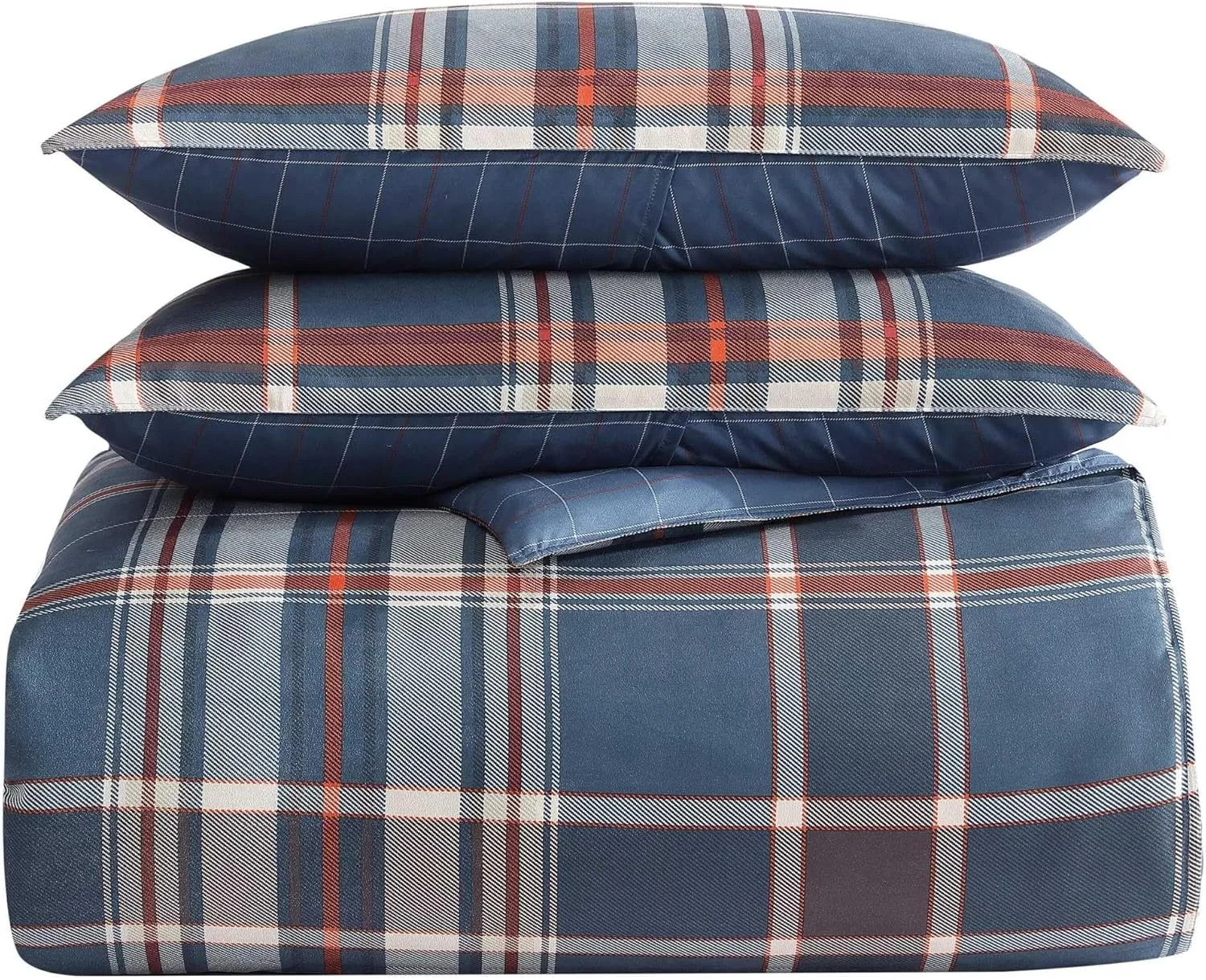 Eddie Bauer - Twin Duvet Cover, Reversible Bedding Set with Matching Shams, Cozy Home Decor (Shasta Lake Navy, Twin)