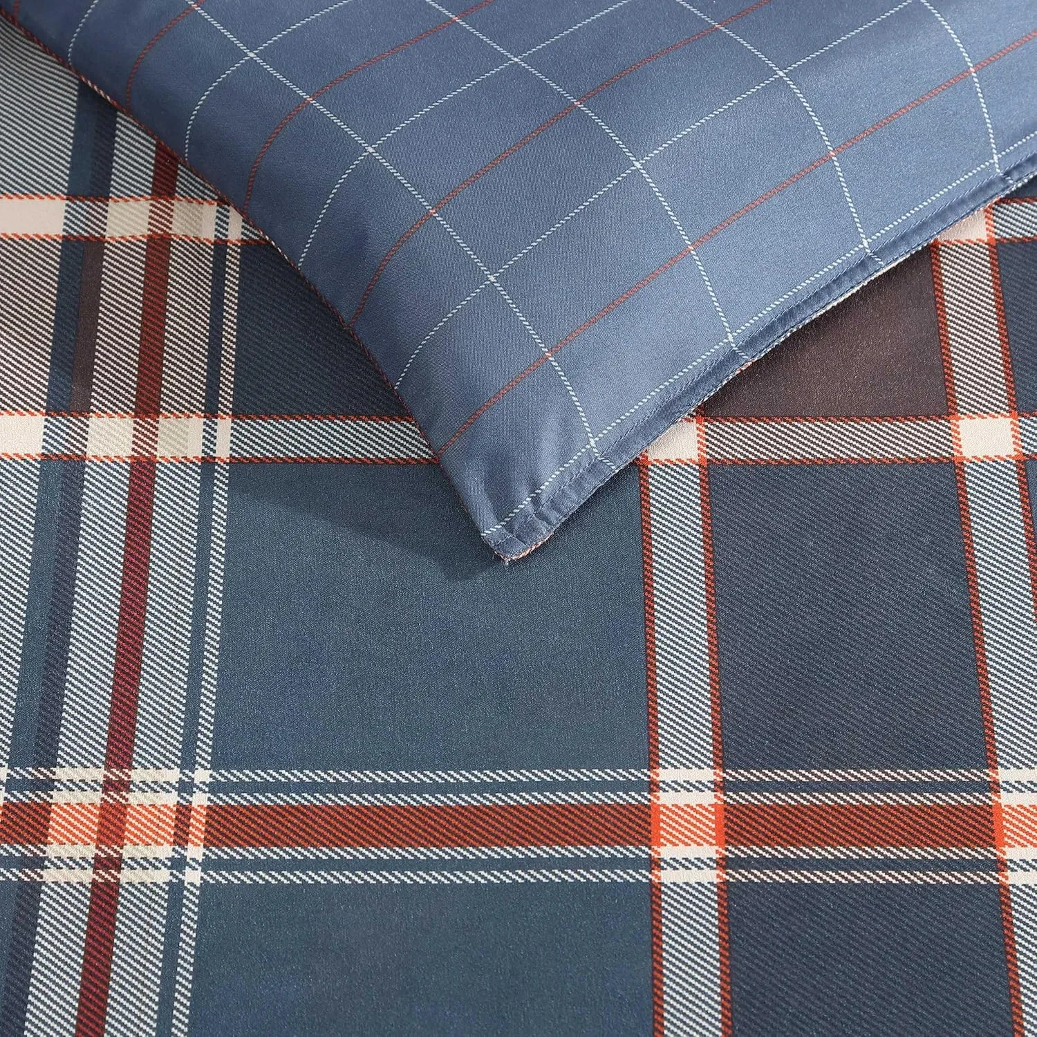 Eddie Bauer - Twin Duvet Cover, Reversible Bedding Set with Matching Shams, Cozy Home Decor (Shasta Lake Navy, Twin)