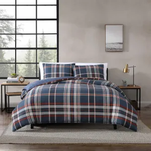 Eddie Bauer - Twin Duvet Cover, Reversible Bedding Set with Matching Shams, Cozy Home Decor (Shasta Lake Navy, Twin)
