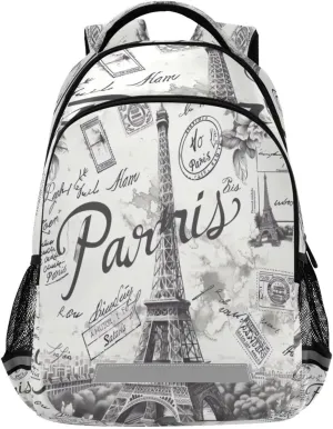 Eiffel Tower Design Waterproof Backpack - Casual Outdoor Sports Daypack with Ergonomic Shoulder Straps#874