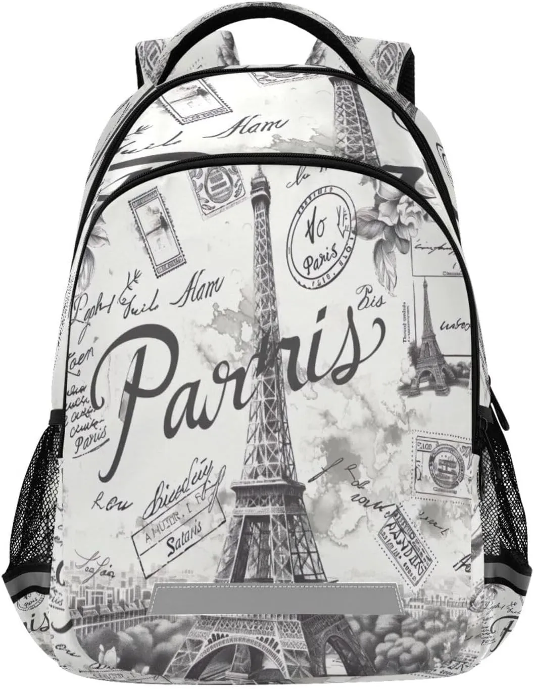 Eiffel Tower Design Waterproof Backpack - Casual Outdoor Sports Daypack with Ergonomic Shoulder Straps#874