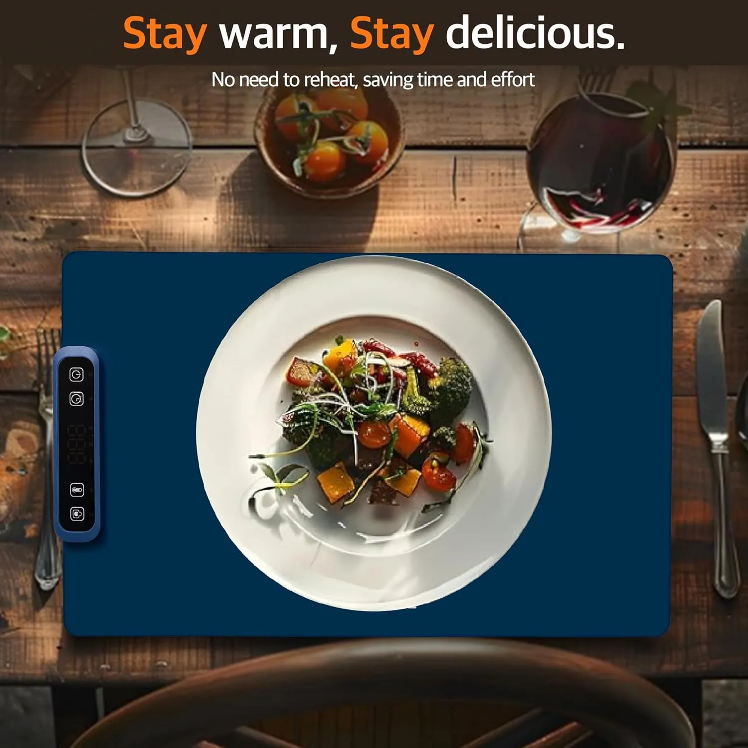 Electric Warming Tray - Portable Silicone Heating Mat for Food, Full Surface Heating with 5 Temperature Setting