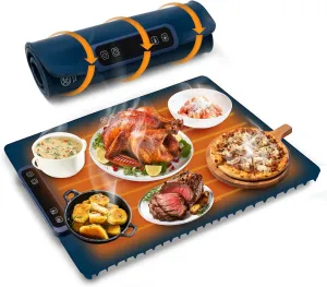 Electric Warming Tray - Portable Silicone Heating Mat for Food, Full Surface Heating with 5 Temperature Setting