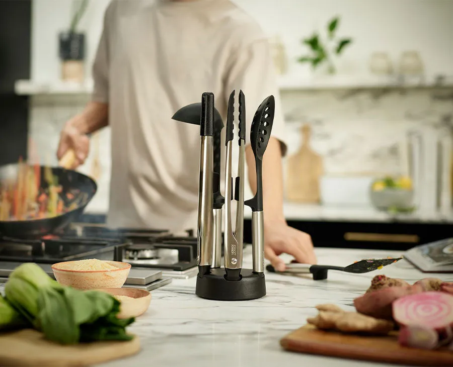 Elevate™ Fusion 5-piece Stainless-steel Utensil Set with Compact Stand