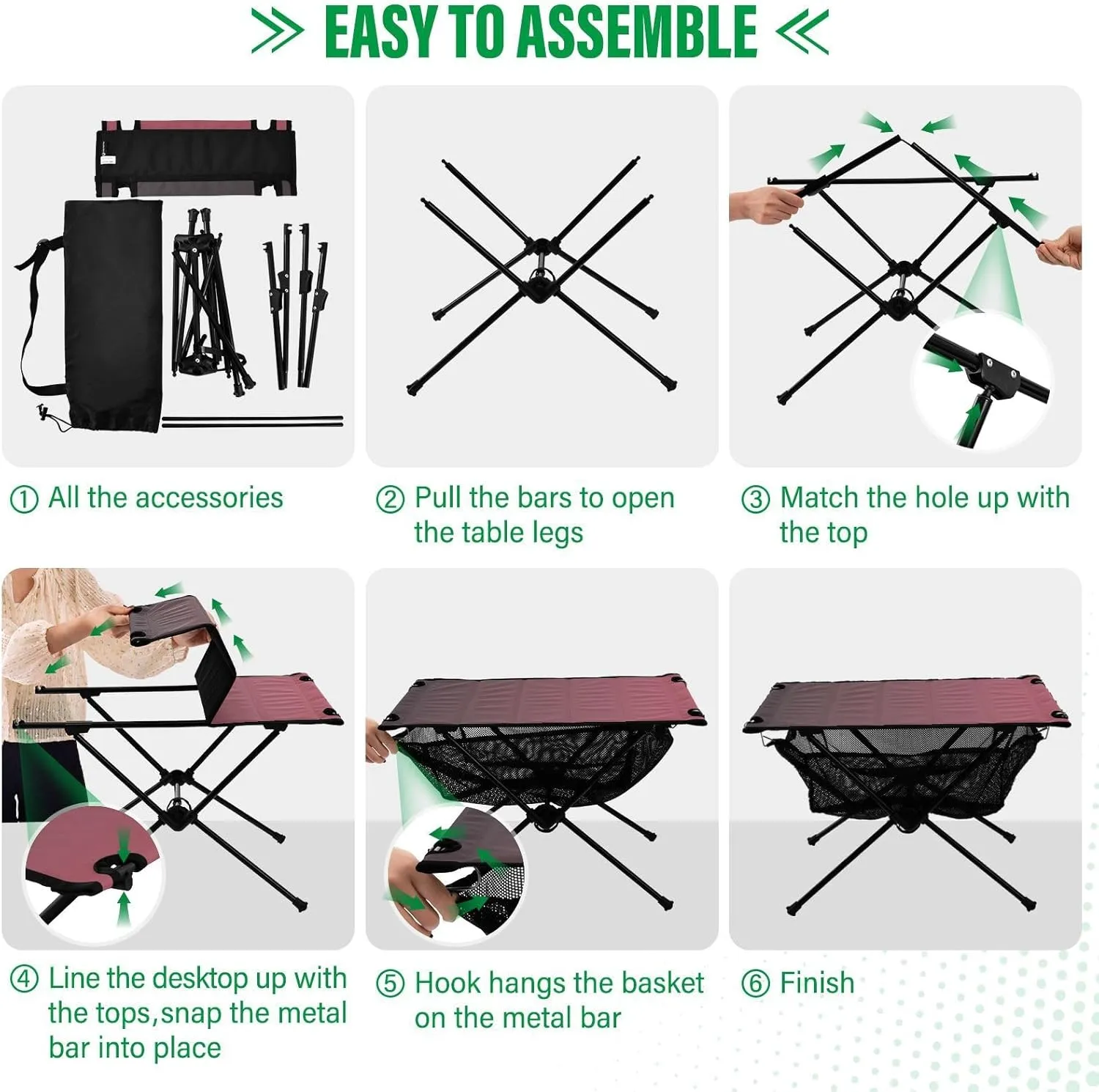 Emelivor Black Red Gradient Folding Camping Table Portable Beach Table with Carry Bag Small Camping Side Table for Camping Fishing Picnic Garden Outdoor