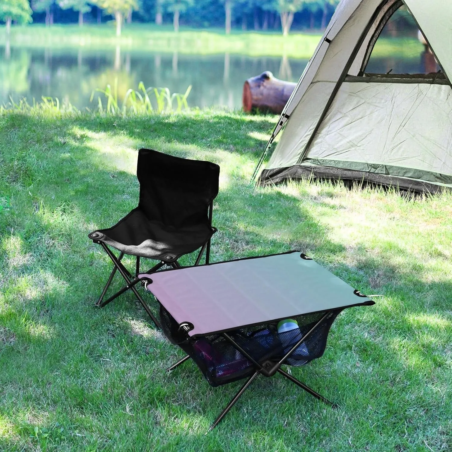 Emelivor Blue Gradient Folding Camping Table Portable Beach Table with Carry Bag Small Camp Tables for Camping Fishing Picnic Garden Outdoor
