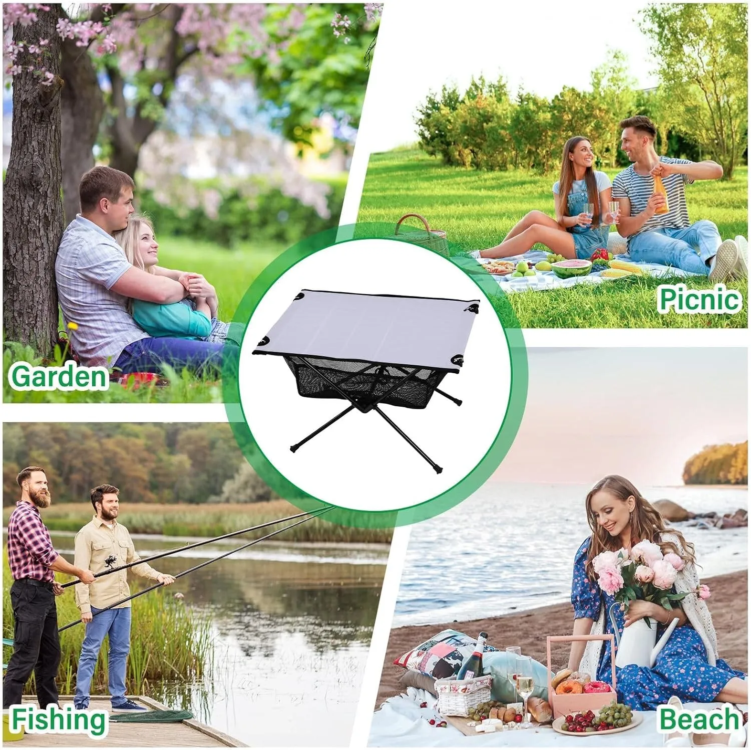 Emelivor Lavender Folding Camping Table Portable Beach Table with Carry Bag Small Card Table for Outdoor Hiking Camping Picnic Travel