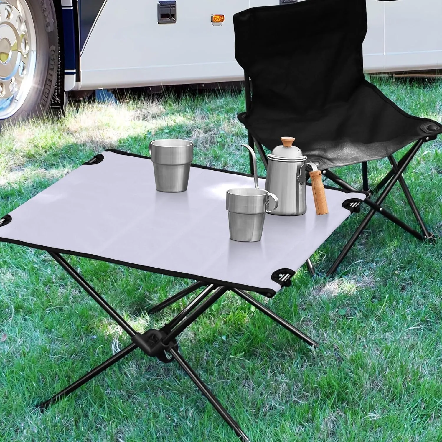 Emelivor Lavender Folding Camping Table Portable Beach Table with Carry Bag Small Card Table for Outdoor Hiking Camping Picnic Travel