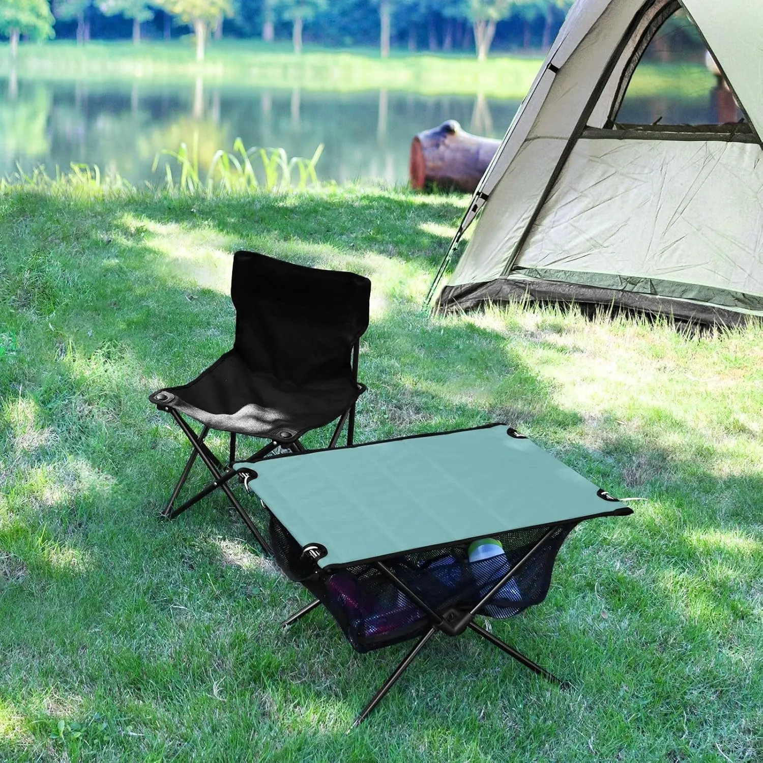 Emelivor Teal Folding Camping Table Portable Beach Table with Carry Bag Small Foldable Table for Picnic Camping Outdoor Travel Hiking