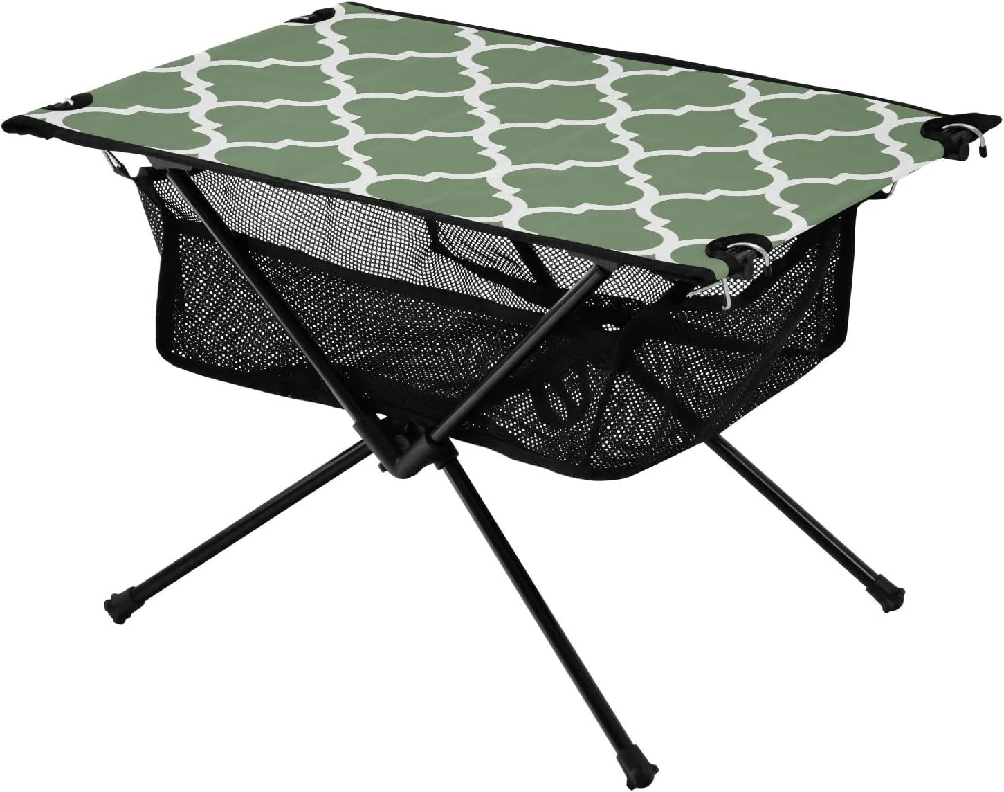 Emelivor Watercress Green Geometric Morocco Folding Camping Table Portable Beach Table with Carry Bag Small Card Table for Camping Hiking Fishing Garden Outdoor