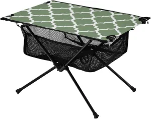 Emelivor Watercress Green Geometric Morocco Folding Camping Table Portable Beach Table with Carry Bag Small Card Table for Camping Hiking Fishing Garden Outdoor