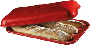 Emile Henry Baguette Mould, Ceramic, Burgundy, 39x24x12.5 cm
