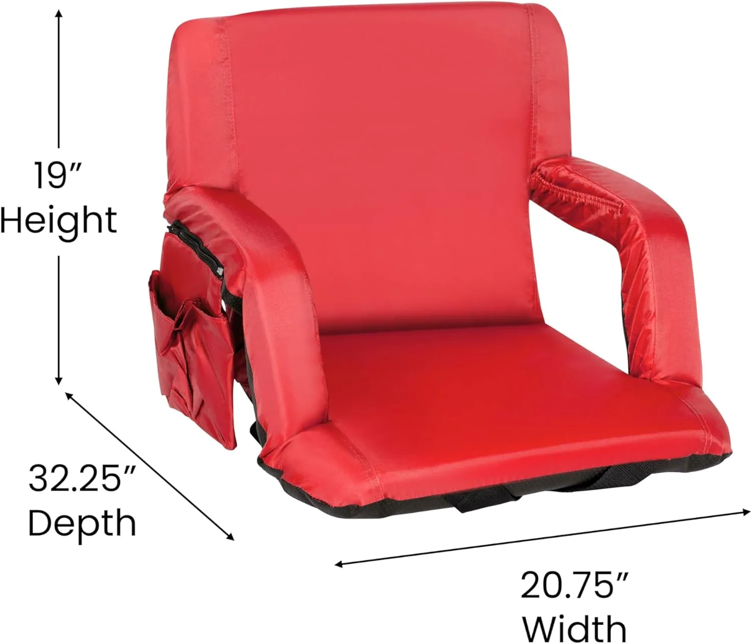 EMMA   OLIVER Portable Stadium Chair with Armrests, Reclining Padded Back & Seat, Lightweight Metal Frame & Backpack Straps, Storage Pockets