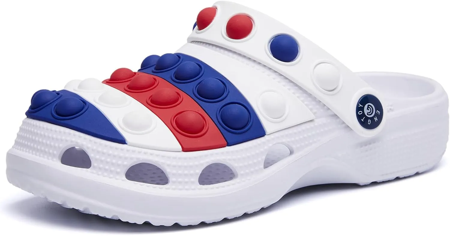 Engtoy Kids Clogs Boys Girls Garden Shoes Slip on Kids Slides Sandals Funny Lightweight Beach Slippers Big Kid