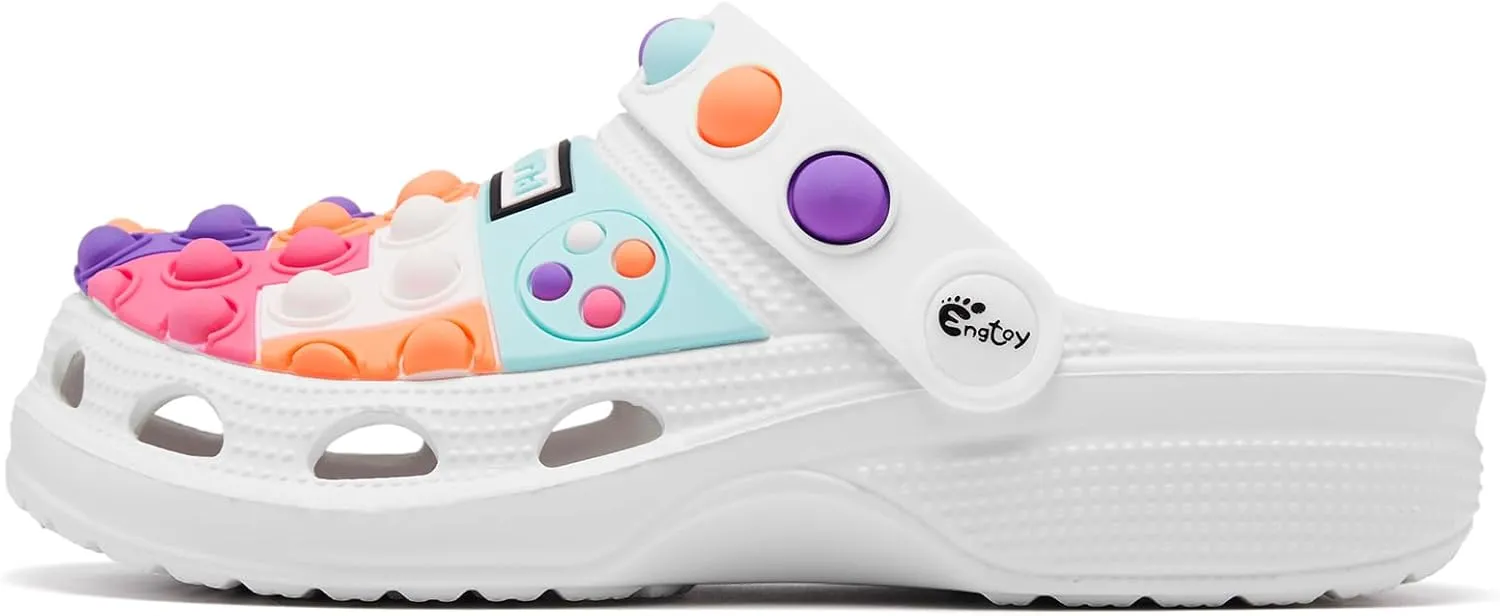 Engtoy Kids Clogs Boys Girls Garden Shoes Slip on Kids Slides Sandals Funny Lightweight Beach Slippers