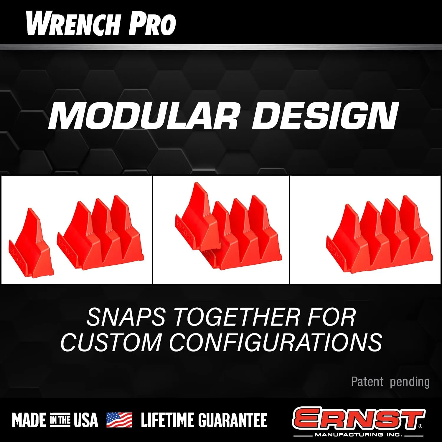 Ernst Manufacturing Wrench Pro - Modular Wrench Organizer for 40 Wrenches with Anti-Slip Cleats - Made in the USA