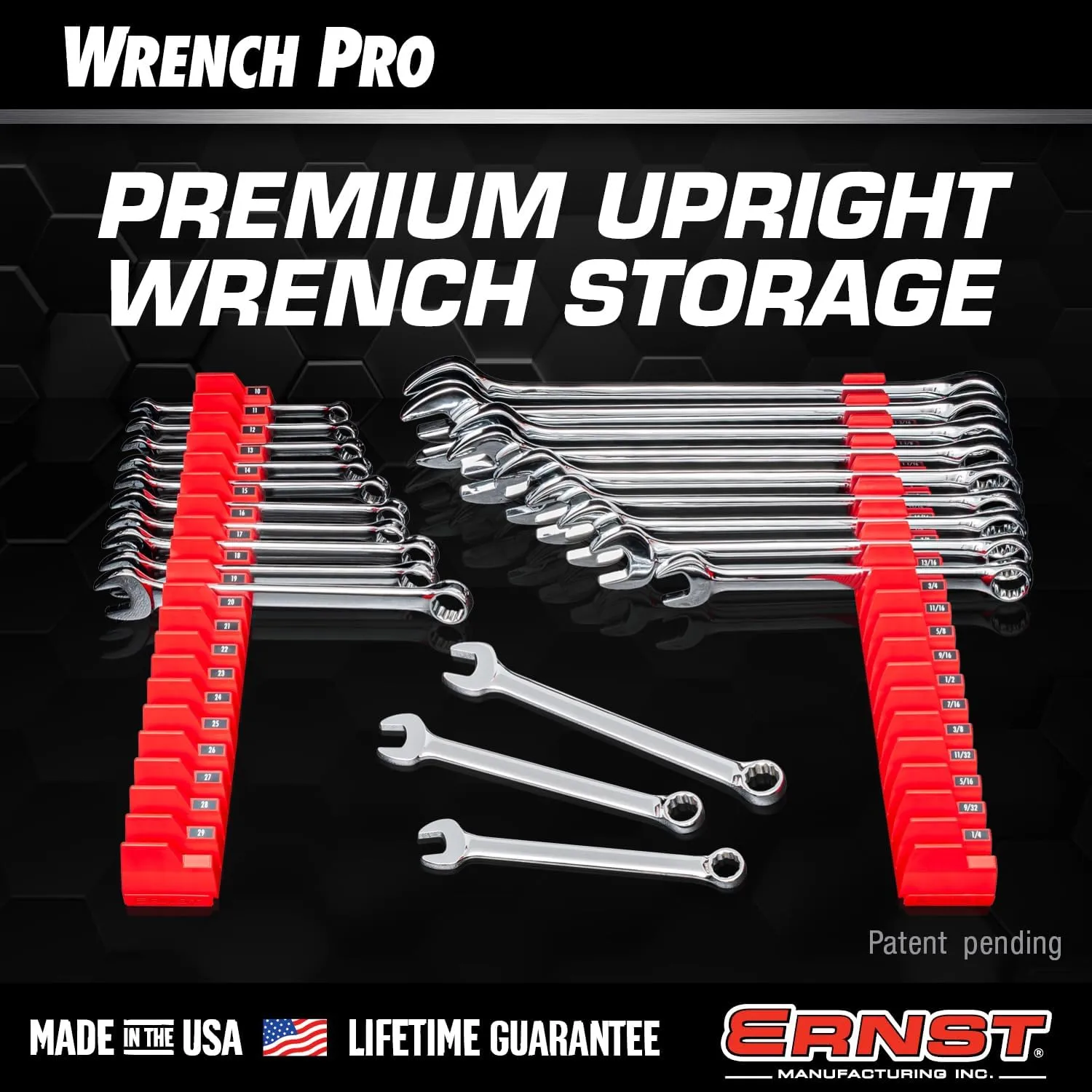 Ernst Manufacturing Wrench Pro - Modular Wrench Organizer for 40 Wrenches with Anti-Slip Cleats - Made in the USA