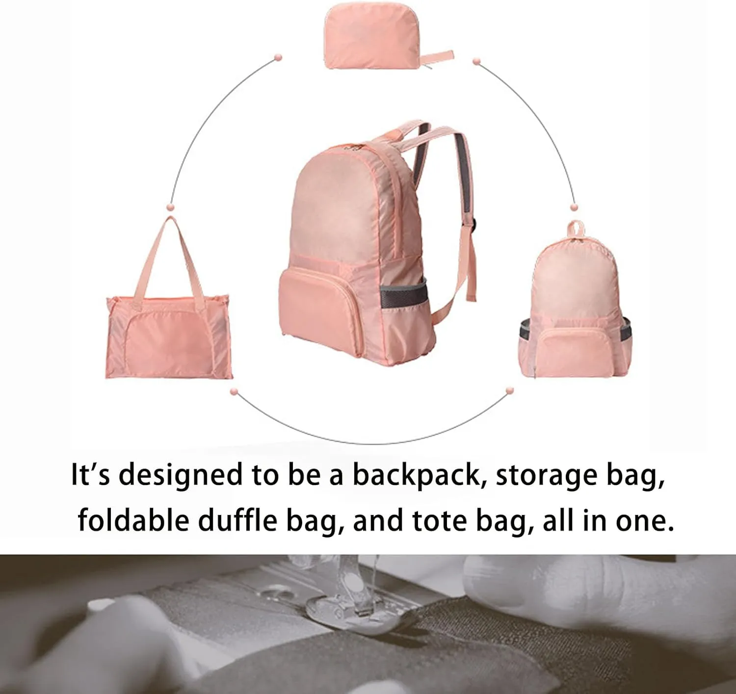 Expandable Tote Bag Foldable Duffle Bag For Outdoor Sports Multifunctional Travel Backpack Storage Bag (Blue)