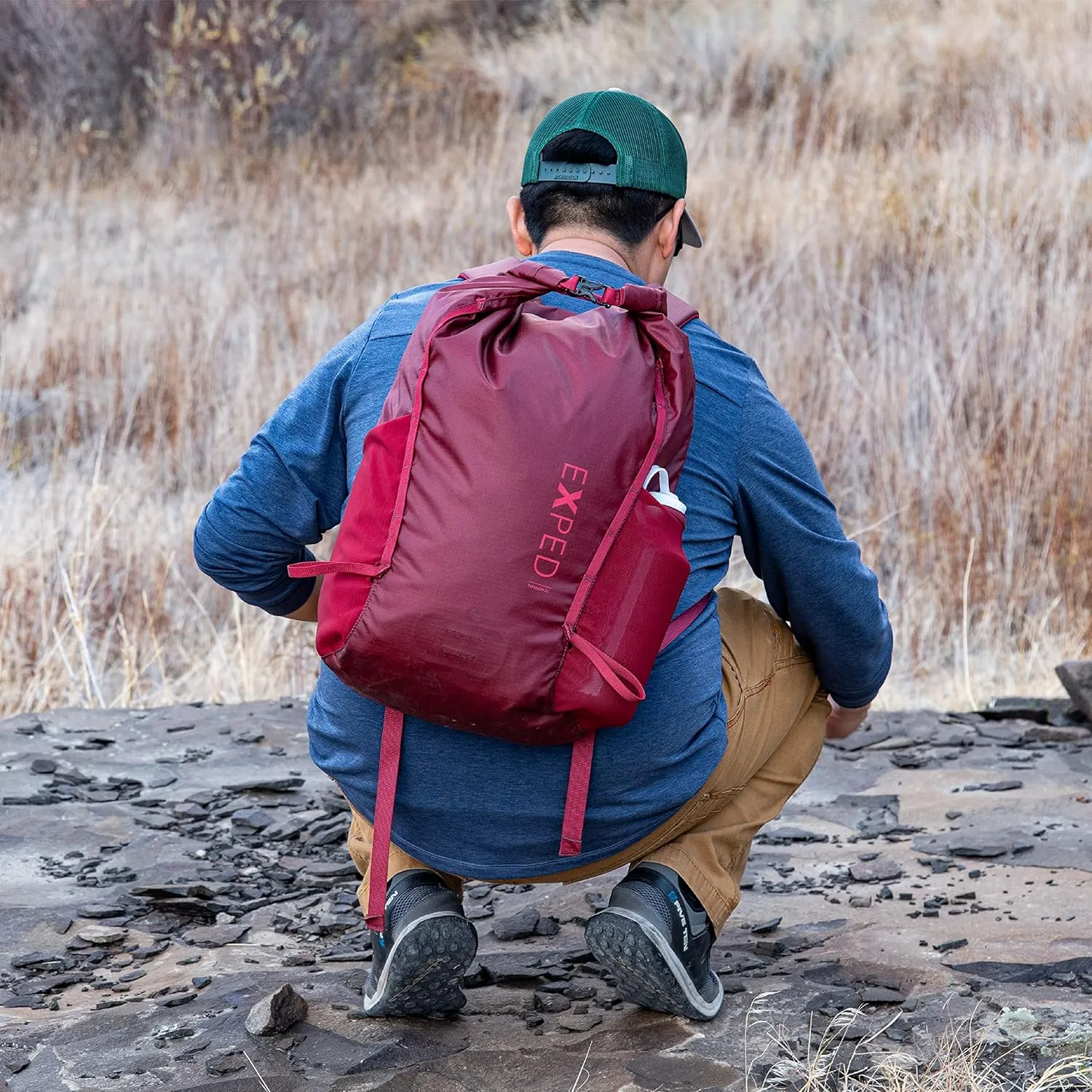 Exped Typhoon 25 Backpack - Waterproof Lightweight Multifunctional Roll-Top Travel Daypack with Compact Packed Size, Forest Green, 25L