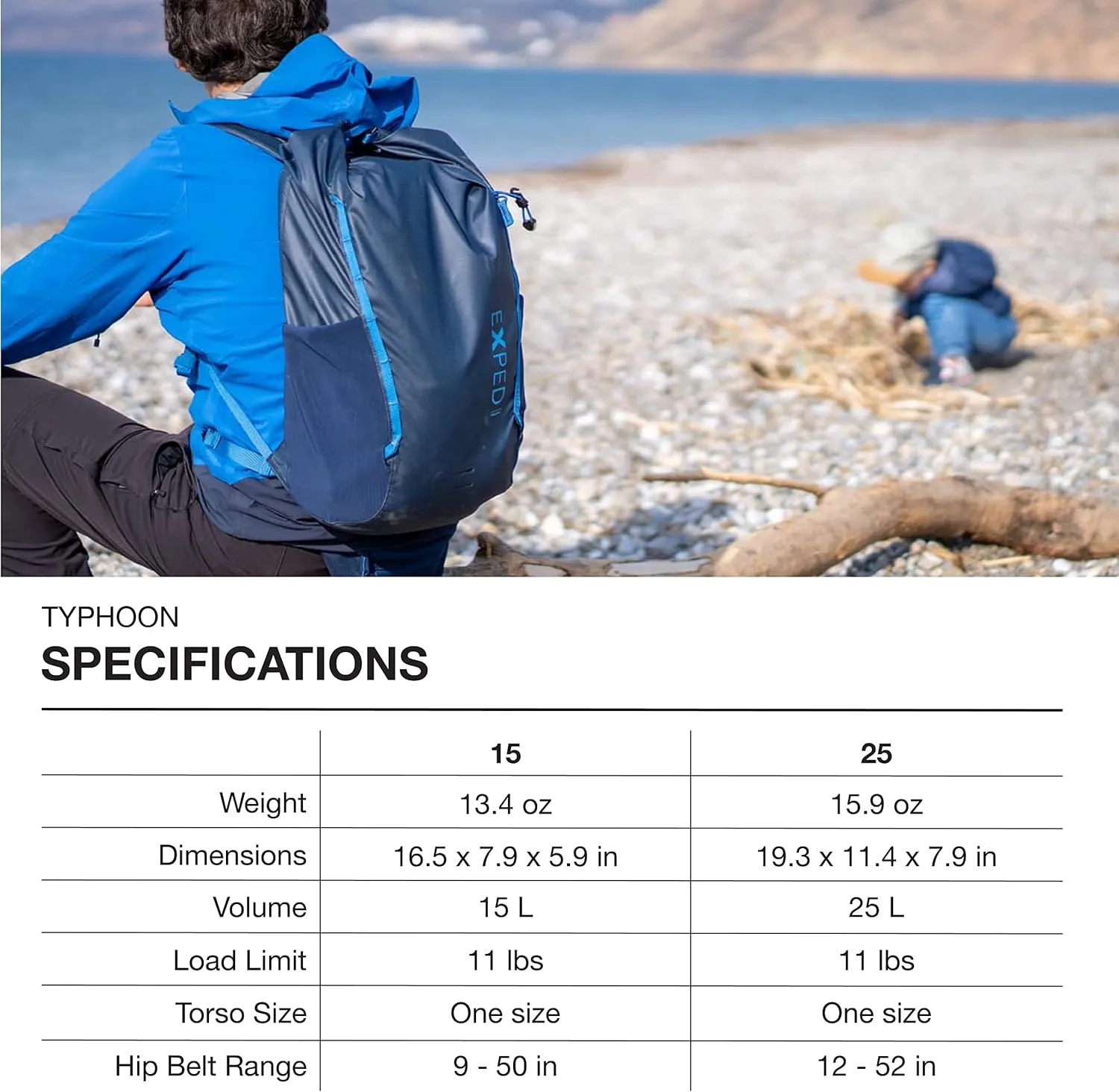 Exped Typhoon 25 Backpack - Waterproof Lightweight Multifunctional Roll-Top Travel Daypack with Compact Packed Size, Forest Green, 25L