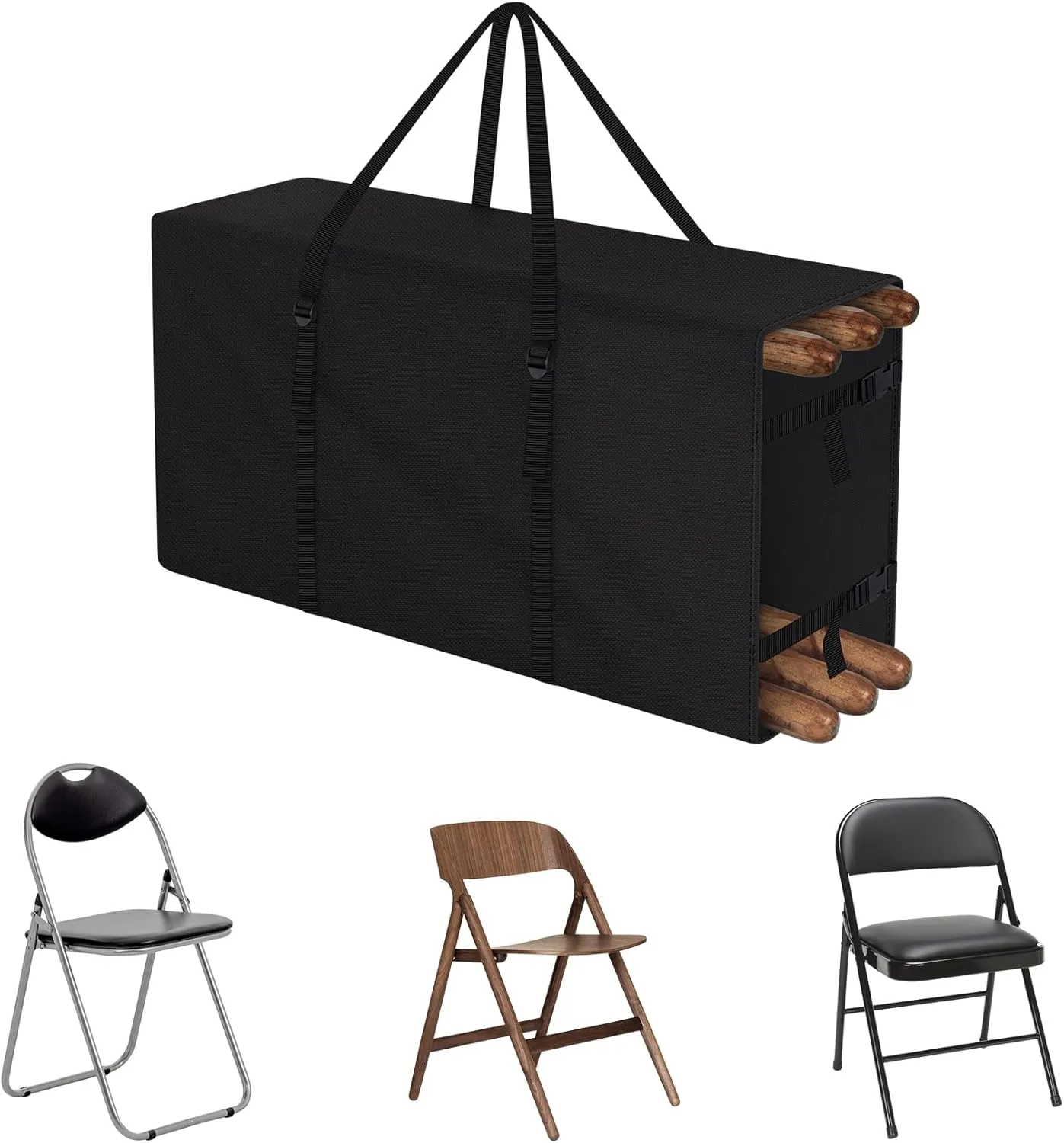 Explore Land 2-in-1 Folding Chair Carring Bag - 900D Furniture Cover for Zero Gravity/Plastic/Resin/Wood Foldable Chairs(39"L x12"W x 20"H, Black)