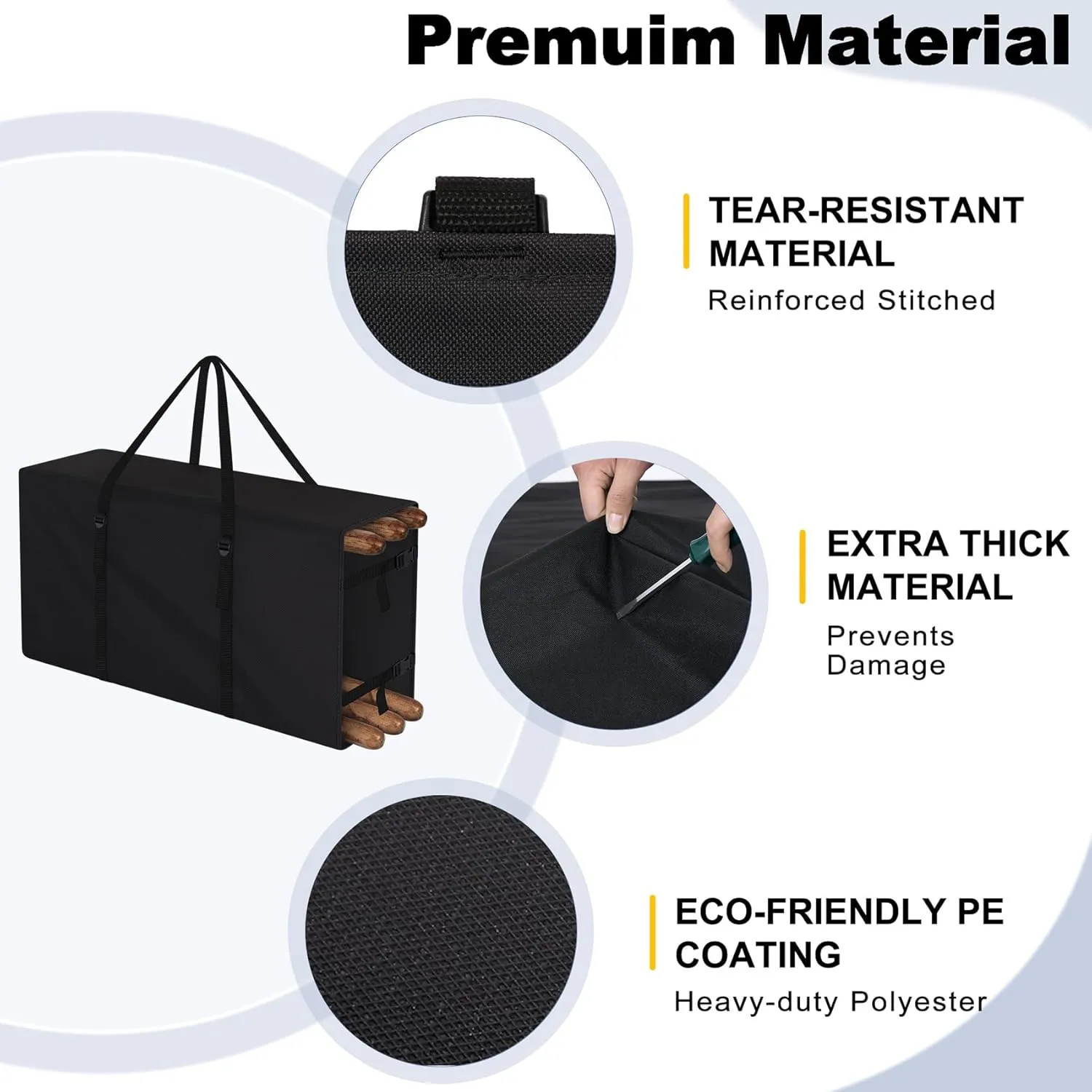 Explore Land 2-in-1 Folding Chair Carring Bag - 900D Furniture Cover for Zero Gravity/Plastic/Resin/Wood Foldable Chairs(39"L x12"W x 20"H, Black)