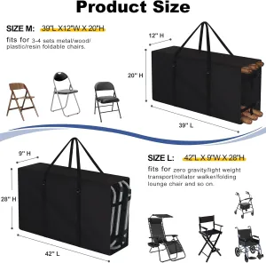 Explore Land 2-in-1 Folding Chair Carring Bag - 900D Furniture Cover for Zero Gravity/Plastic/Resin/Wood Foldable Chairs(39"L x12"W x 20"H, Black)