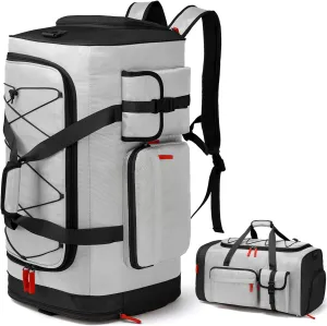 Extra Large 70L Gym Backpack With Shoes Compartment, Heavy Duty Sports Duffle for Men & Women, Workout Duffel, Weekender Overnight for Travel Camping, Grey