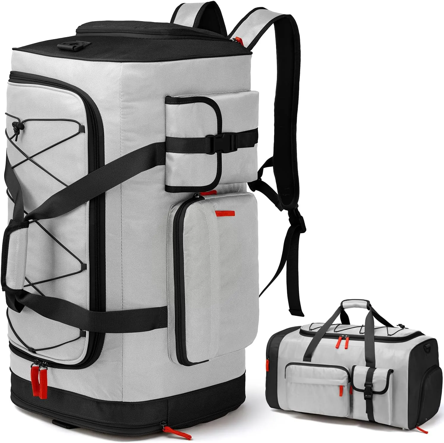 Extra Large 70L Gym Backpack With Shoes Compartment, Heavy Duty Sports Duffle for Men & Women, Workout Duffel, Weekender Overnight for Travel Camping, Grey