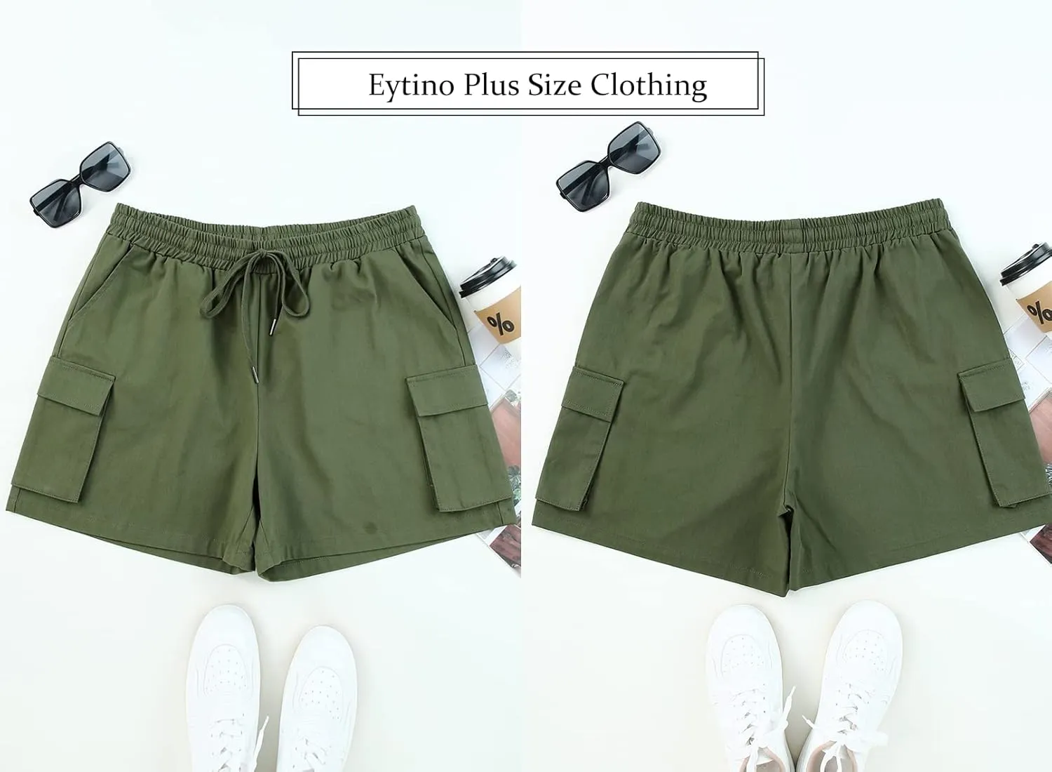 Eytino Womens Plus Size Hiking Cargo Shorts Lightweight Active Athletic Shorts Running Summer Shorts with Pockets(1X-5X)