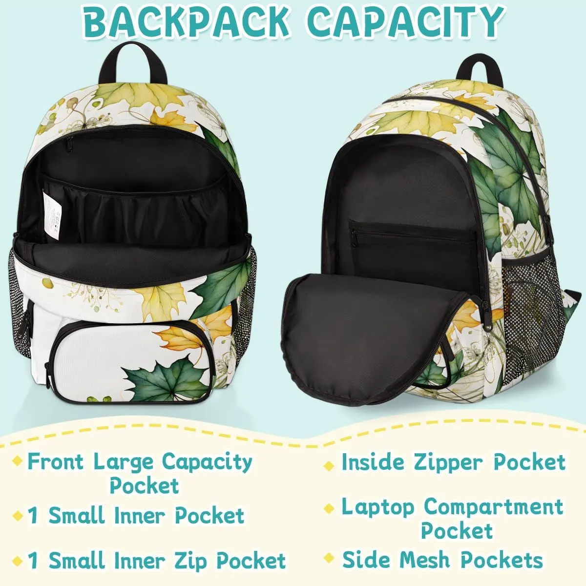 Fall Tree Carry on Travel Backpack for Women Men Water resistant Lightweight Rucksack Backpack for Weekender Casual Work Hiking Fall Leaves